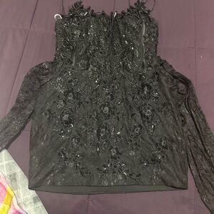 Black Tube Top Herringbone Beaded Dress